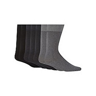 Pack of seven grey cotton blend socks